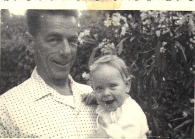 1960-07 July - Dad and Me in the garden in Tirrenia