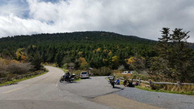 Roan Mountain parking lot on a cold October day