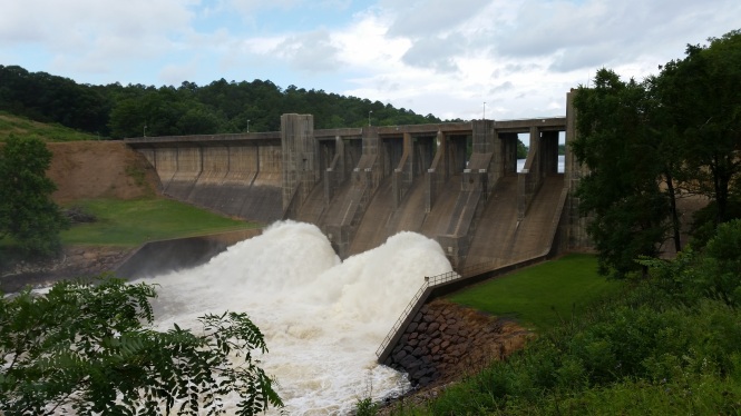 Tons of water being released from Nimrod Lake at the dam